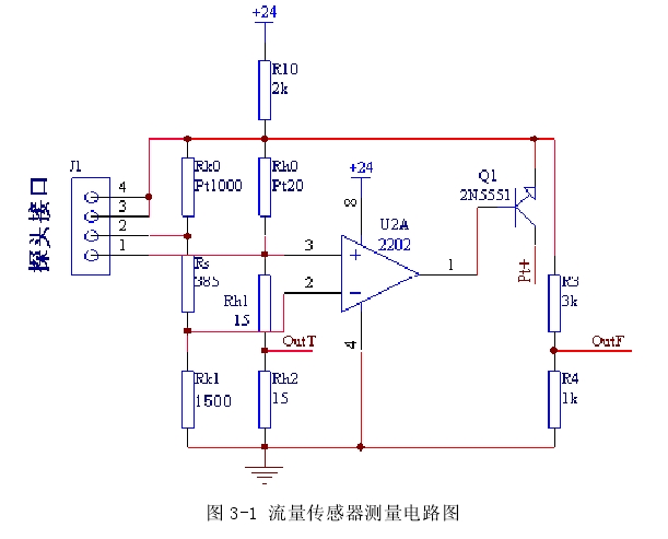 圖 3-1 流量傳感器測(cè)量電路圖 