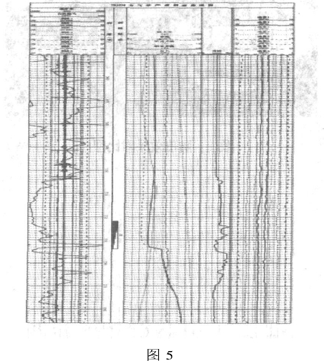 圖 5是中原油田測(cè)井公司在新疆塔河油田進(jìn)行的一口氣舉產(chǎn)液剖面測(cè)井圖