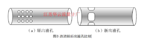 圖3 改進(jìn)前后出液孔比較